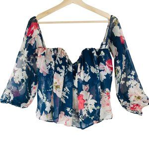 Cotton Candy LA Navy Floral Crop Top Size Small